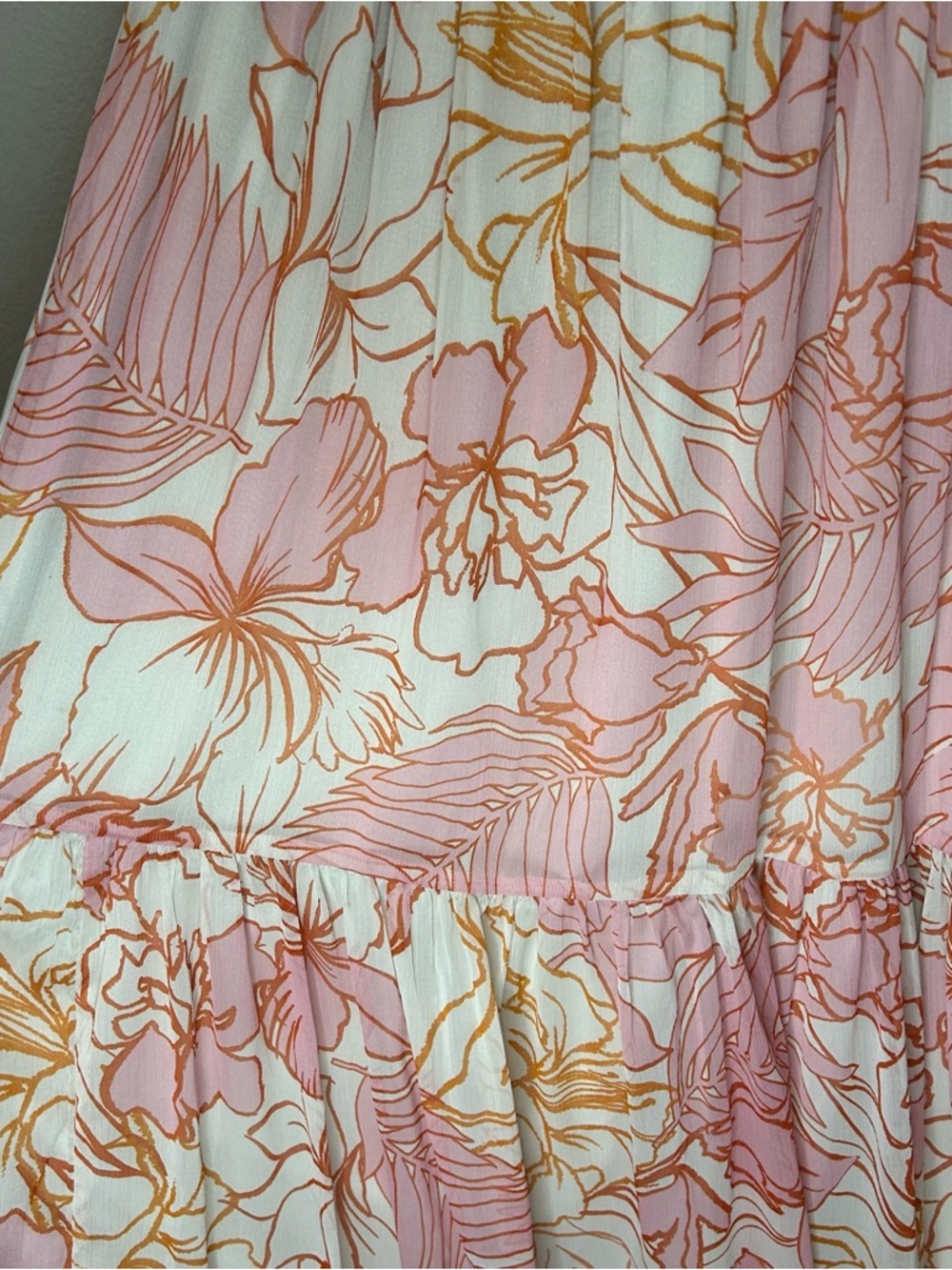 Patrons of Peace Pink Floral Shirred Cottagecore Maxi Dress Puff Sleeve Medium - Picture 7 of 9